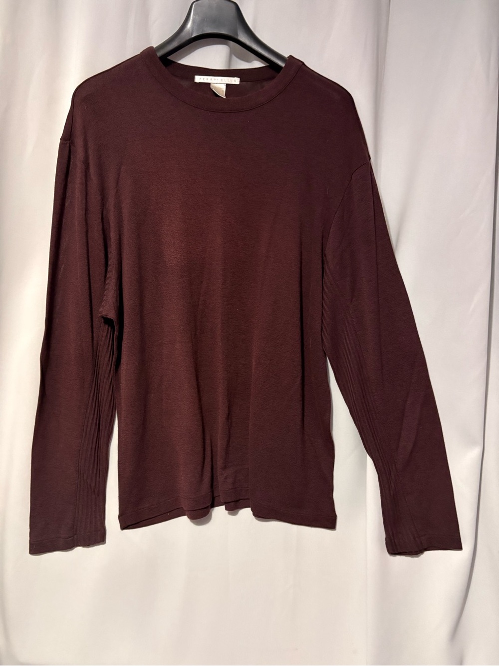 Perry Ellis Men's Long-Sleeve Crew Neck Shirt - Wine #2302